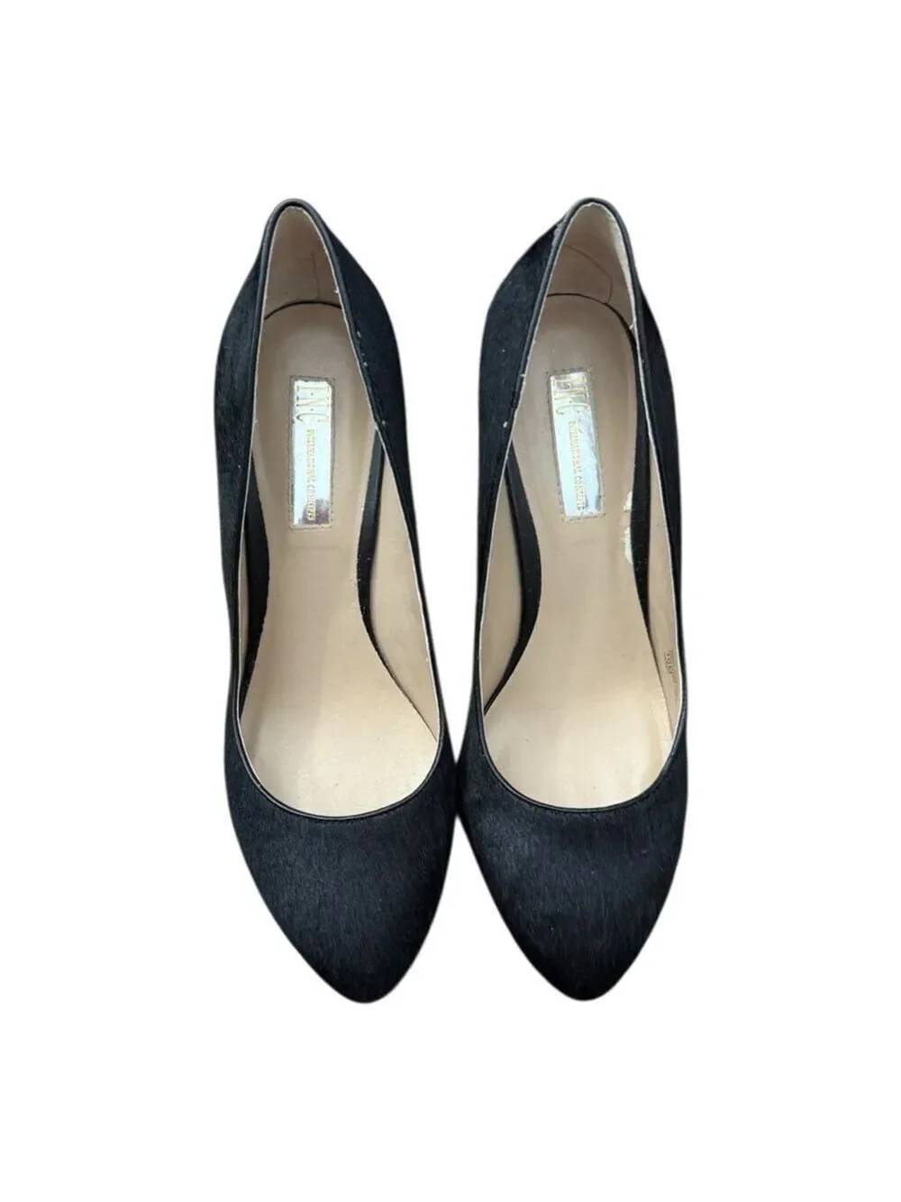 INC International Concepts Women’s Size 10M Black Pony Hair Wedge Heels